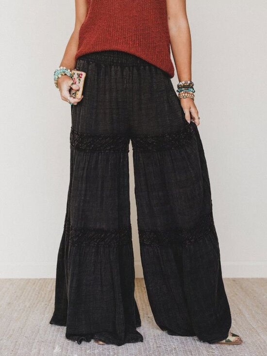 Oli & Hali Pants - NWOT Oli & Hali Tiered Wide Leg Goth Lace Boho Smocked Pants